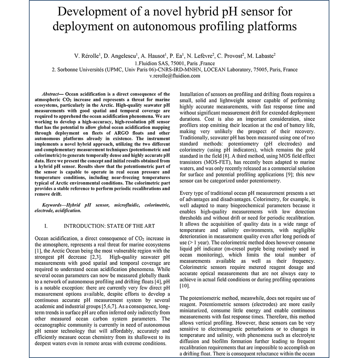 Development of a novel hybrid pH sensor for deployment on autonomous profiling platforms (2019)