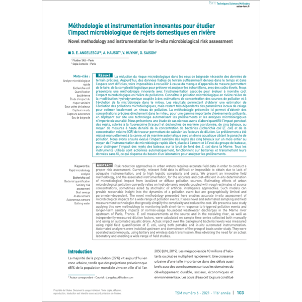Novel methodology and instrumentation for in-situ microbiological risk assessment (2021)